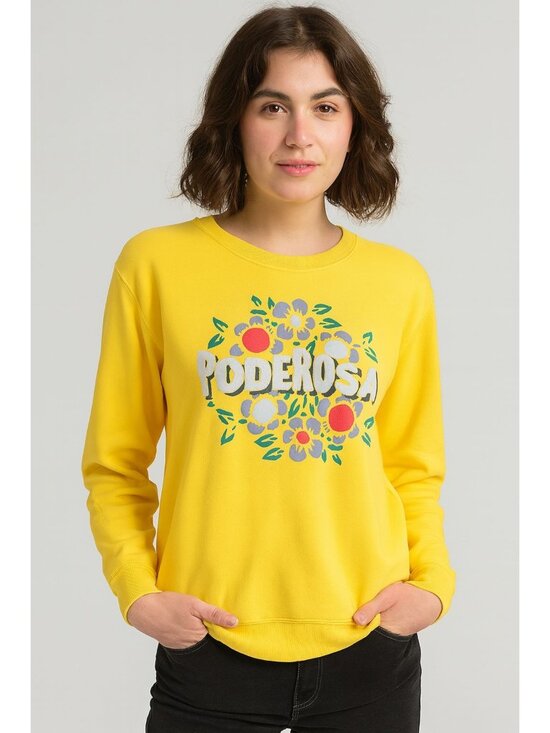 Well Worn Tops - Womens Yellow Poderosa Sweatshirt Large By Well Worn Cotton Blend